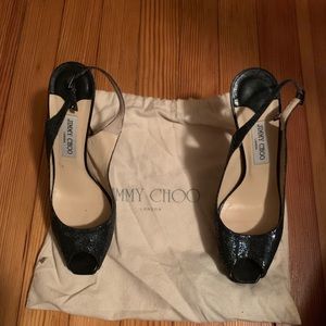 Jimmy Choo Metallic Peep Toe Heel